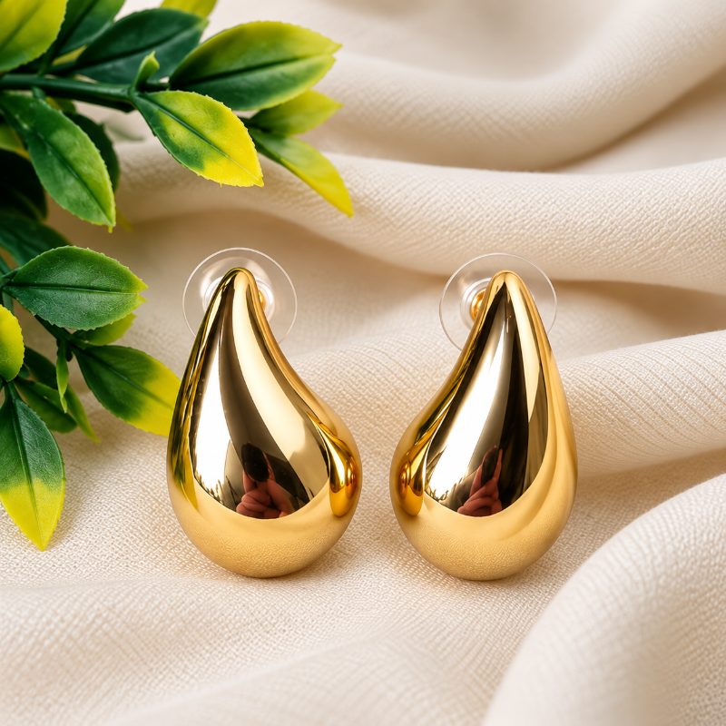 women’s Golden Teardrop Drop Earrings | Trendy Korean Style Stud Earrings | Elegant Party & Daily Wear Jewellery - Imagentis Jewels